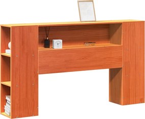 vidaXL Tăblie de pat cu depozitare maro ceruit, 135 cm, lemn masiv pin