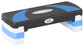 HOMCOM Aerobic Fitness Step, Stepper reglabil la 3 inaltimi 10-15-20 cm pentru antrenament acasa si la sala, albastru si negru