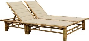 vidaXL Șezlong de 2 persoane, cu perne, bambus