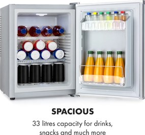 Klarstein Happy Hour 33, minibar, 33 l, 5 - 15 °C, clasa energetică G, silențios, 25 dB, lumină LED, alb