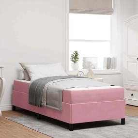 vidaXL Cadru de pat Altele Roz și alb 90 x 200 cm Catifea