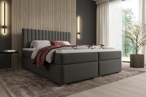 Pat continental Solani 160x200 cu spațiu de depozitare - catifea gri închis Castel 93