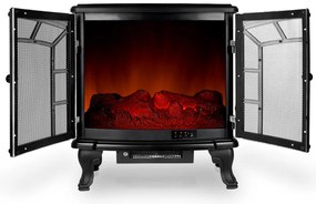 Deuba Semineu electric cu doua usi cu ventilator si foc NEGRU