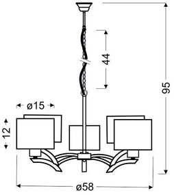 Lustră pe cablu DRAGA 5xE27/60W/230V bej/crom lucios