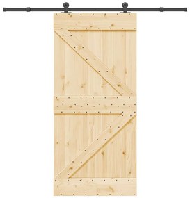 vidaXL Ușă glisantă cu set de feronerie 95x210 cm, lemn masiv de pin