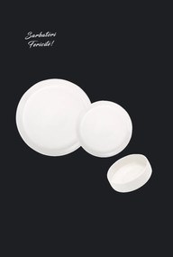 Set Farfurii 18 piese Albe Casablanca: 6 Farfurii Mari, 6 Desert  6 Boluri - Ceramica Manuala de Lux