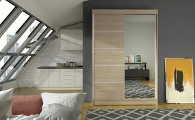 Dulap NICEA ADRK | Uși Glisante cu Oglindă | PAL Laminat 16 mm | 120x58x200 cm (Culoare: Sonoma)
