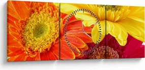 Tablou - Flori Gerbery (cu ceas) (90x30 cm)