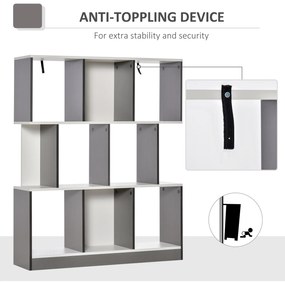 HOMCOM Bibliotecă Mobilă cu 8 Rafturi pentru Sufragerie și Dormitor, 100x24x124 cm, Gri Închis | Aosom Romania