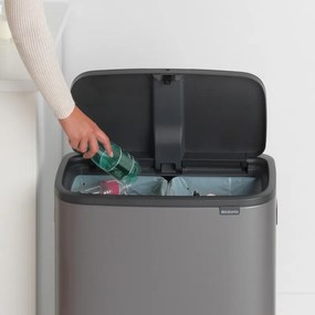 Cos de gunoi Brabantia Bo Touch 1001271, 2x30 L, Deschidere lina si silentioasa, Deschidere larga, Gri inchis