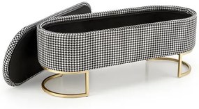 Banca cu spatiu de depozitare Harmony alb/negru/auriu - H42 cm