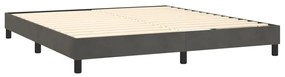 Pat box spring cu saltea, gri inchis, 160x200 cm, catifea Morke gra, 25 cm, 160 x 200 cm