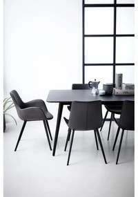 Scaun de sufragerie gri închis cu cotiere tapițat Hype – DAN-FORM Denmark