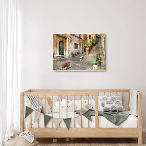 Tablou pe sticlă - Străzile vechi din Roma (70x50 cm)