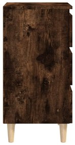Noptiere picioare lemn masiv 2 buc. stejar afumat 40x35x69 cm 2, Stejar afumat