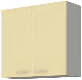 Dulap superior de bucătărie Kelyn 80 G 72 2F (Crem lucios + gri). 1032750