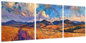 Tablou - Pictură în ulei de peisaj (cu ceas) (90x30 cm)