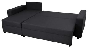 Canapea colțar universală SEVILLA antracit cu funcție de dormit și depozitare