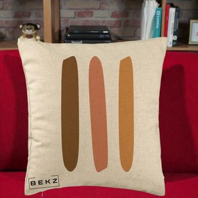 Perna Decorativa Abstract Linii Terracotta, 40x40 cm, Bej, Husa Detasabila, Perna Inclusa, BEKZ®