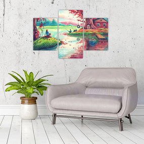 Tablou - Acuarelă, Golf într-un sat de munte (90x60 cm)