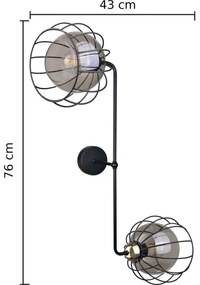 Aplică SOLO BLACK 2xE27/60W/230V neagră/aurie
