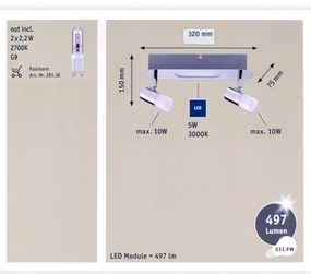 Paulmann 66647 - Spot LED 2xG9/10W/230V + LED/5W