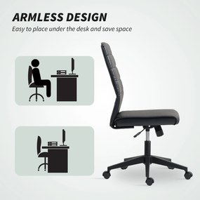 Scaun de birou ergonomic și ajustabil HOMCOM cu spătar curbat, din piele PU și oțel, 58x53x97-107 cm, Negru | Aosom Romania