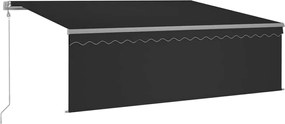 vidaXL Copertină automată cu stor senzor vânt LED, antracit, 4,5x3 m