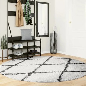 vidaXL Covor pufos &quot;PAMPLONA&quot; fire înalte negru/crem modern Ø 200 cm