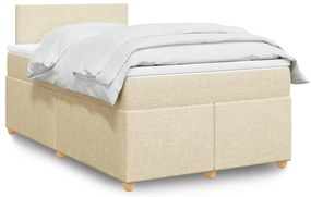 vidaXL Pat box spring cu saltea, crem, 120x200 cm, textil