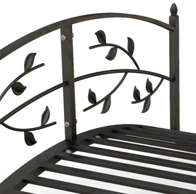 Outsunny Pod de grădină - pod de bazine - decor grădină dim. 119L x 67l x 47H cm cu balustradă motive de viță de vie oțel negru | Aosom Romania