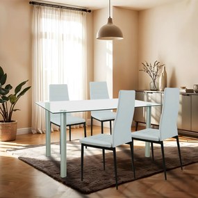 Set de masă Verna 4+1 alb-negru