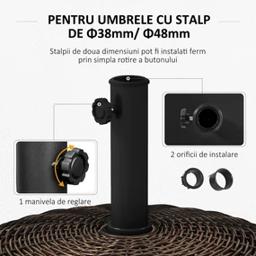 Outsunny Bază pentru Umbrelă de Grădină Rotundă cu 4 Roți și Frâne, Ø52x41 cm, Bronz | Aosom Romania
