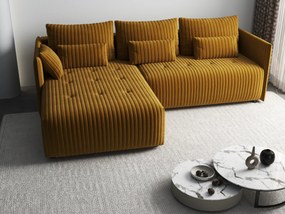 Colțar extensibil dumonde cu ladă de depozitare si sezut confortabil din spuma high-density, Malta Ambience Mustard 235x185 cm