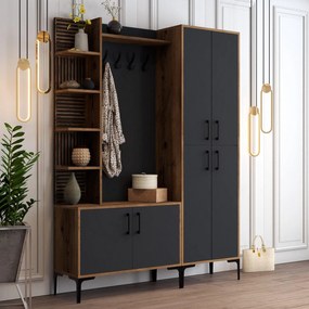 Cuier cu pantofar Casamob Hall Stand, Nuc, 150 x 200 x 35 cm