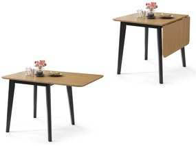 MAZZONI EXPORT ROXY Stejar natural/cadru negru -  MASĂ RABATABILĂ DE LEMN PENTRU BUCĂTĂRIE/SUFRAGERIE RETRO EXTENSIBILĂ