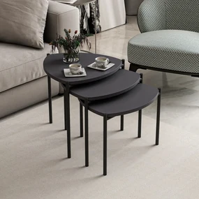 Set măsuțe de cafea Lena 3 (Antracit). 1073000