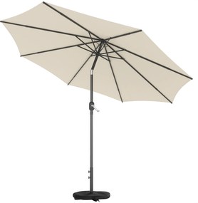 Outsunny Umbrelă de soare aprox. Ø300 cm înclinabilă umbrelă pentru balcon cu manivelă bază încrucișată sac de nisip, UPF 30+ retractabilă alb-crem | Aosom Romania