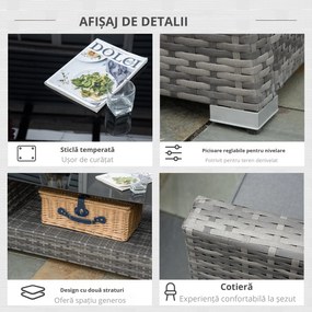 Canapele pentru exterior Outsunny, ratan PE cu 4 piese, Gri | Aosom Romania