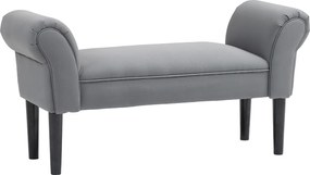 HOMCOM Banchetă pentru marginea patului tapițată în in sintetic cu picioare din lemn, brațe și șezut căptușit gri închis | Aosom Romania