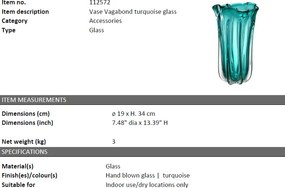 Vaza design elegant Vagabond turcoaz 112572 HZ