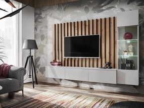 Mobilier living Vertic (stejar artisan + perla gray) (cu iluminat LED). 1097586