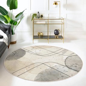 Covor bej lavabil rotund ø 120 cm Simple Lines – Mila Home