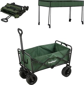 Cărucior de plajă pliabil premium de grădină cu acoperiș verde