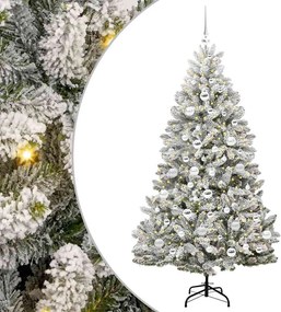 vidaXL Brad de Crăciun artificial Verde și alb 180 cm PVC și Metal