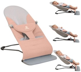 Balansoar bebelusi ergonomic cu 3 pozitii de inclinare a spatarului Kidizi Rumi roz, recomandat de la nastere
