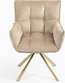 HR560 BAZĂ STEA Scaun Catifea Latte cu Bază Aurie