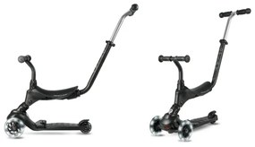 QPlay - Trotinetă pentru copii SEMA PRO 5în1 cu roți LED, neagră