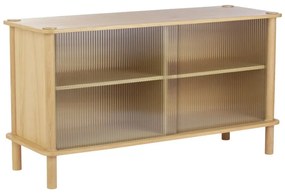 Vitrină în culoare naturală din lemn de stejar cu ușă glisantă 135x73,5x48 cm Italic – UMAGE