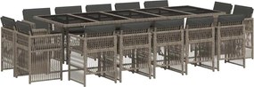 vidaXL Set mobilier de grădină cu perne, 15 piese, gri, poliratan